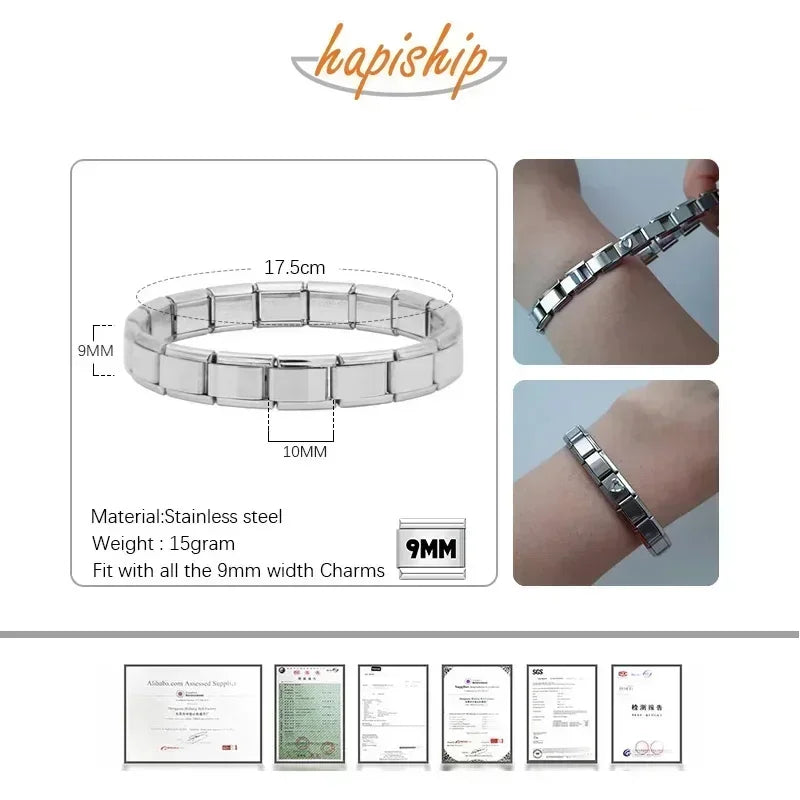 Hapiship Stainless Steel Charm Bracelet